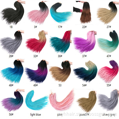 22 Roots/pack Ombre Synthetic Braiding Hair extension Heat Fiber Bulk pink,black Crochet braids 24 inch box braid